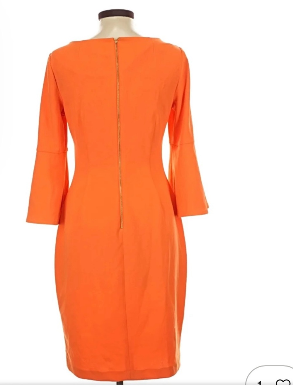 Calvin Klein Bright Orange Midi Sheath Dress with Back Zip